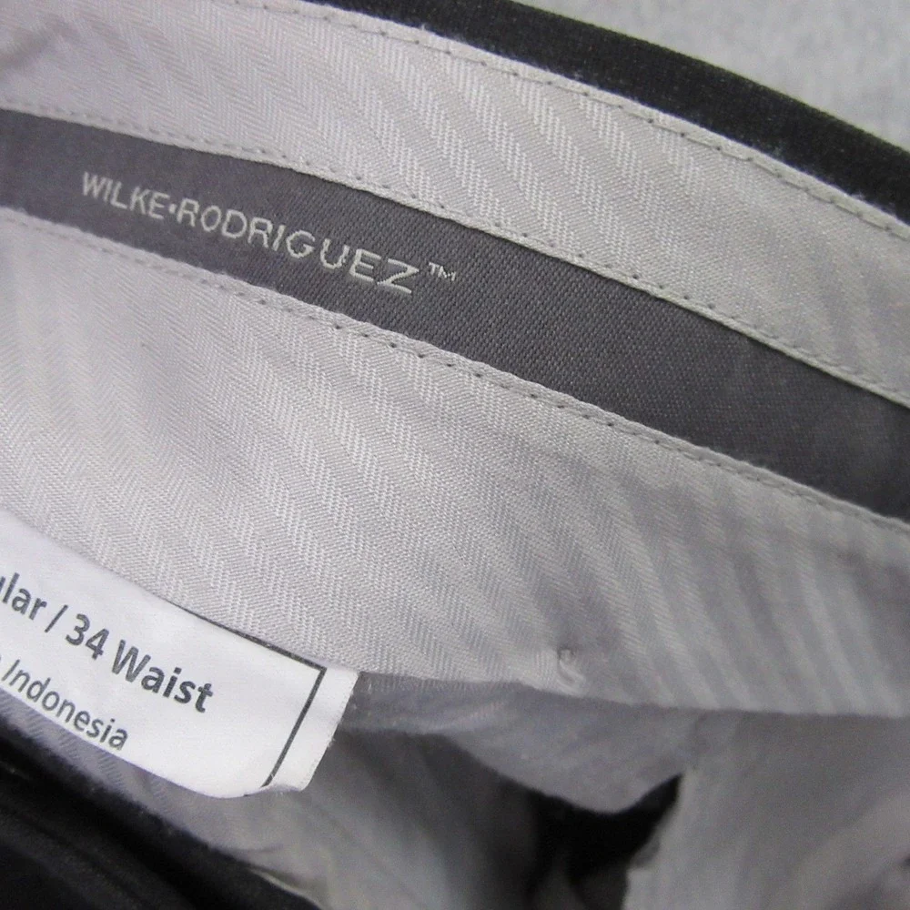 Wilke Rodriguez Mens Dress Pants 34 x 31 Dark Gray Wool Blend Flat‎ Front
